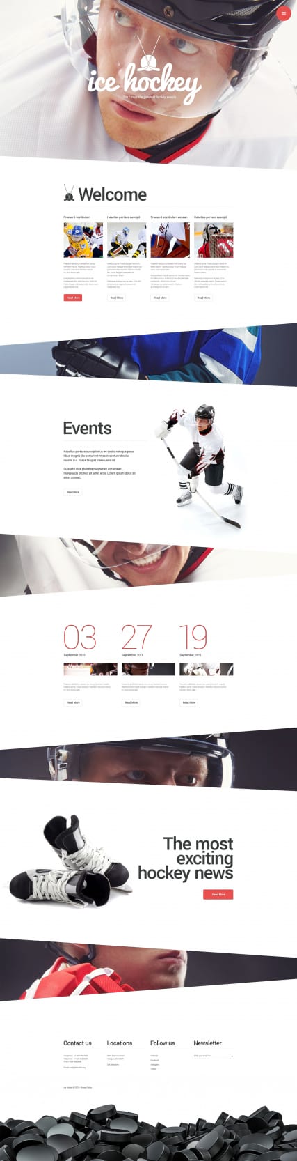 "Хоккей" шаблон сайта спортивного блога, хоккейного клуба