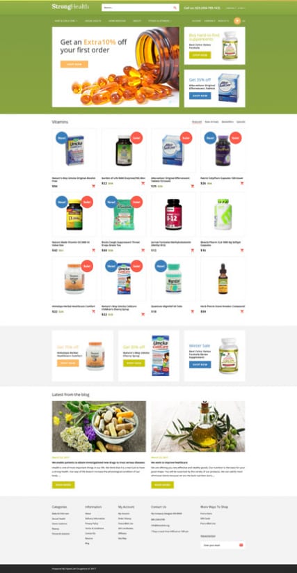 "Ваше здоровье" шаблон сайта аптеки Opencart
