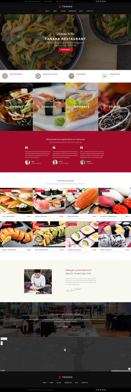 "Танака" шаблон сайта японского ресторана