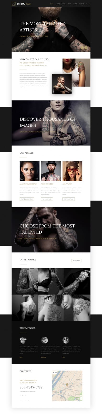 "Tattoo Salon" шаблон сайта тату салона для Joomla