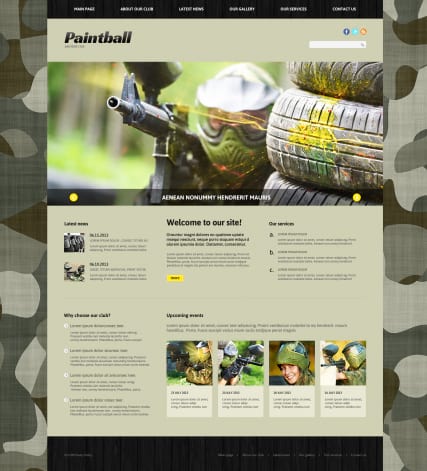 Шаблон сайта пейнтбольного клуба для Joomla