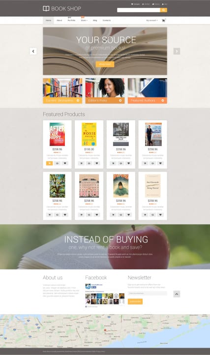 "Книжный магазин" шаблон сайта на базе Wordpress WooCommerce