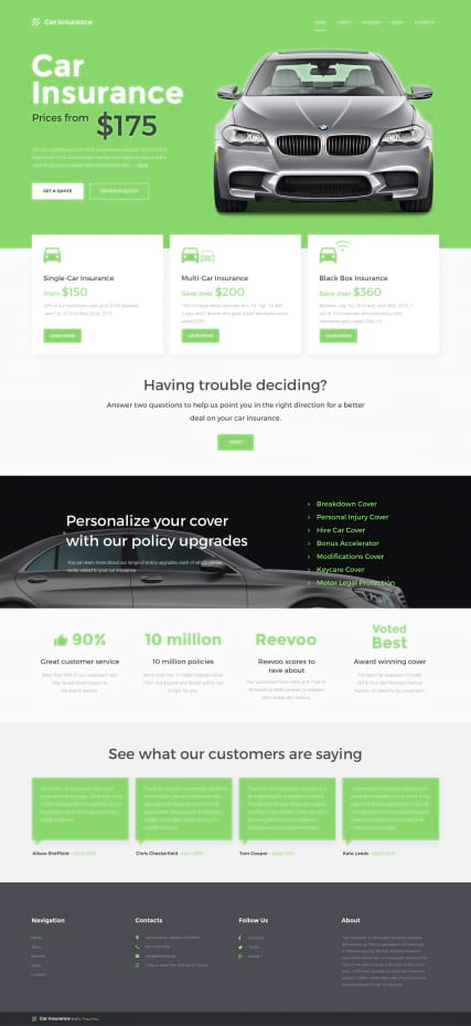 Шаблон сайта "Страхование автомобилей" HTML