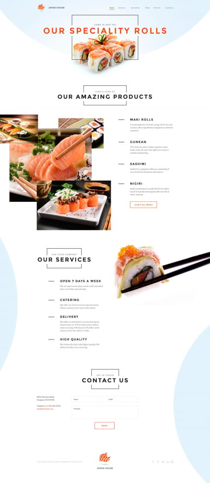 "Sushi Bar" адаптивный шаблон для суши бара