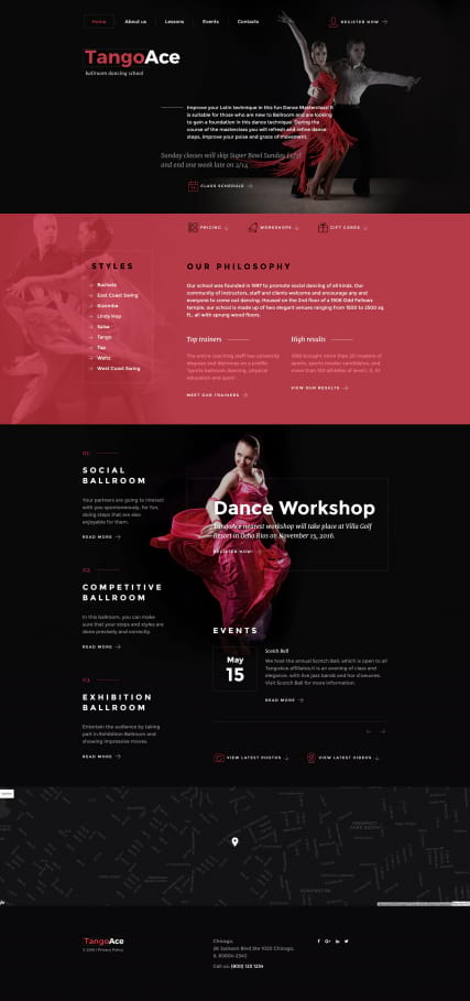 HTML-шаблон сайта танцевальной школы с изображениями