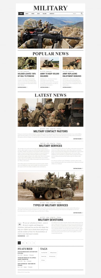 Шаблон новостей военной тематики для Joomla