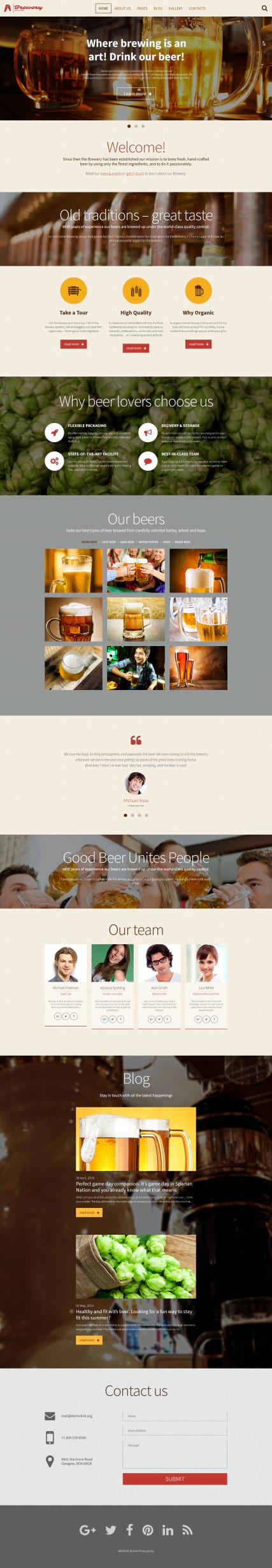 Готовый шаблон сайта пива с адаптивным дизайном