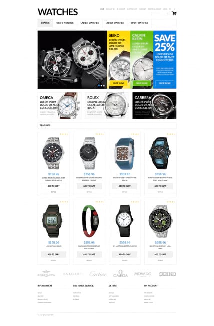 "Твое время" Opencart шаблон интернет-магазина часов