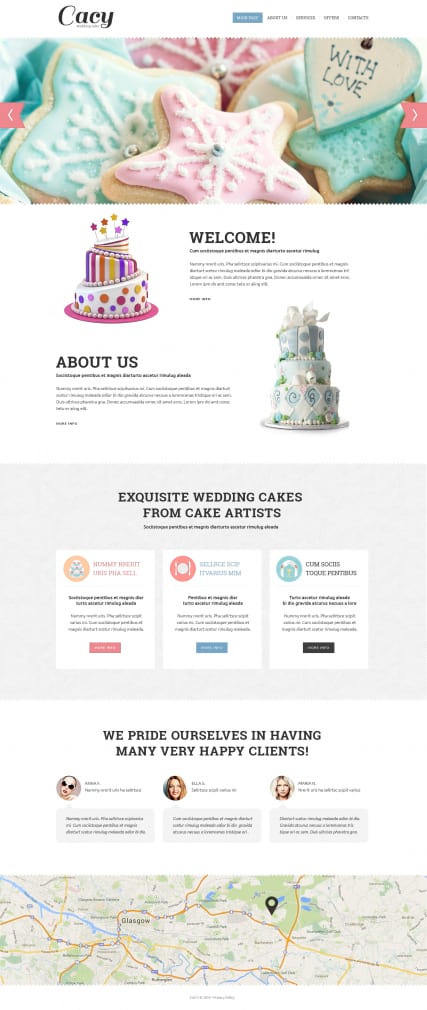 Адаптивный HTML шаблон сайта "Свадебный торт"