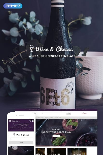 "Вино и сыры" шаблон винного магазина Opencart