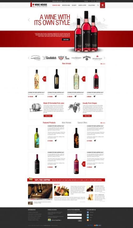 Адаптивный шаблон интернет-магазина белого и красного вина