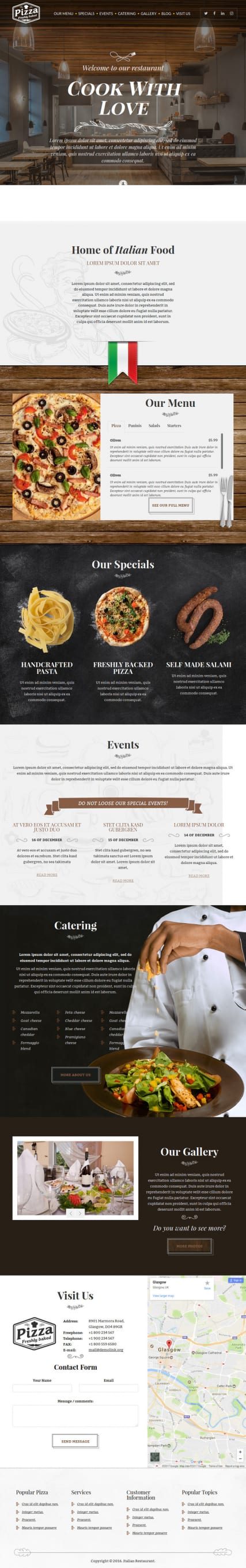Wordpress шаблон сайта пиццерии "Итальянская пицца"