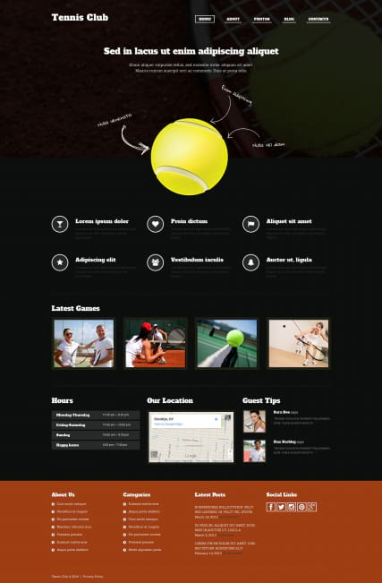 "Мой теннис" готовый шаблон сайта для Wordpress